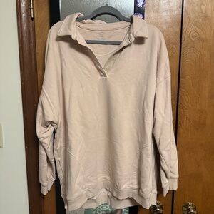 Aerie Cream Quarter-Zip Sweatshirt